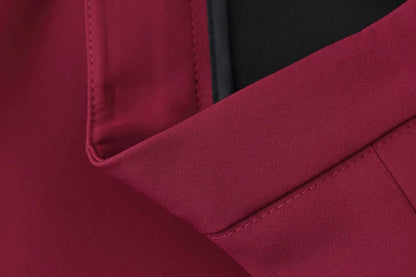 KONDALA 2025 Burgund Quaste Büro Dame Anzüge Einreiher Gerade Blazer + Moderne Gerade Lange Hosen Mode Weiblichen Anzug