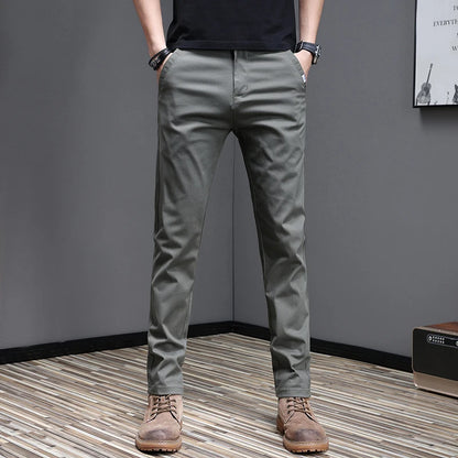 2024 Spring Summer Men's Casual Pants 97.8% Cotton Business Korean Fashion Slim Fit Stretch Gray Black Khaki Trousers Male Pant