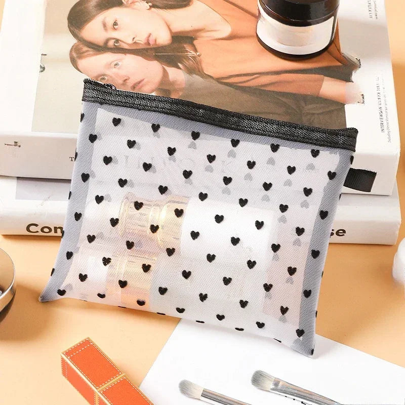 Women Mesh Cosmetic Bag Travel Storage Makeup Bag Organizer Female Make Up Pouch Portable Small Large Toiletry Beauty Case