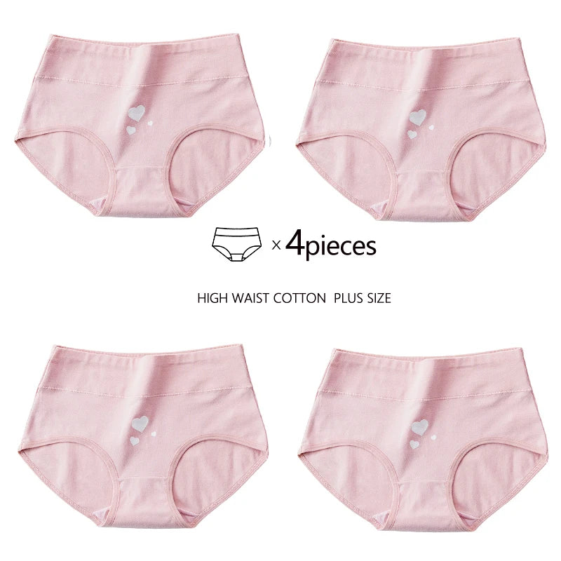 4Pcs Plus Size M-5XL Panties Women Cotton High Waist Slimming Underwear Seamless Girls Briefs Sexy Female Breathable Lingerie