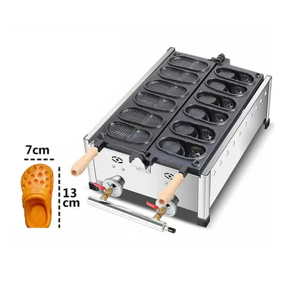 Commercial Slipper Shape Waffle Maker Machine 4 or 6 Holes Non-stick Waffle Iron Kitchen Snack Equipment.