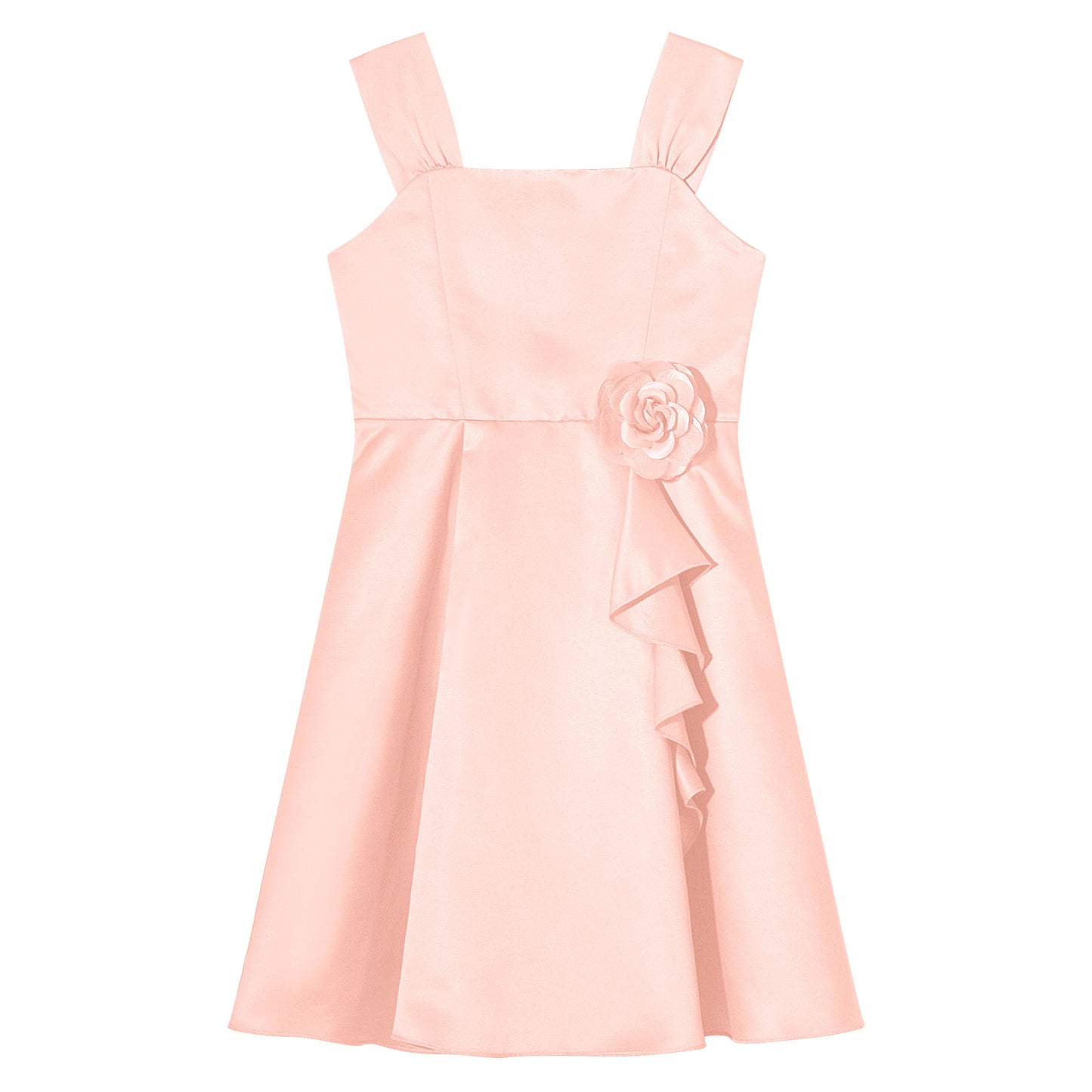 Mädchen Sommer ärmelloses Prinzessinnenkleid Elegantes Satin Hochzeit Brautjungfer Partykleid Große Schleife A-Linie Tutu für Geburtstagsabend