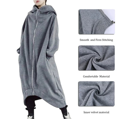 Women Long Sleeve Casual  Hooded Coats Winter Fleece Jackets Korean Sweatshirt Coat Loose Outwear Windbreakers M-5XL.