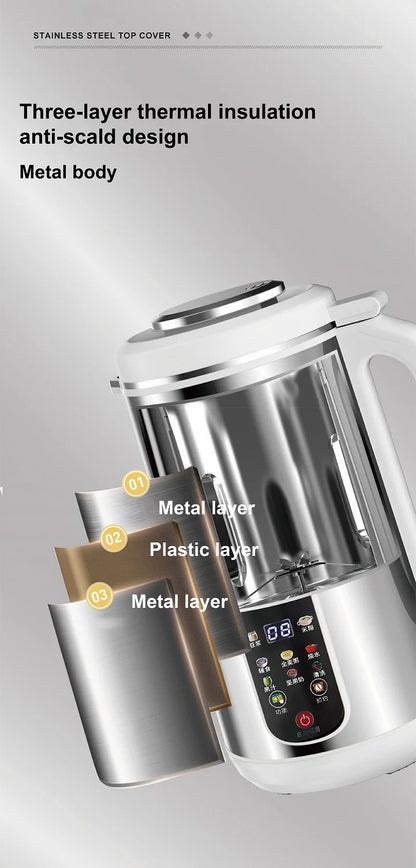 110V/220V Soy Milk Machine Electric Juicer Multifunctional Wall Breaking Machine Kitchen Auto Heating Rice Paste Machine 1200ml