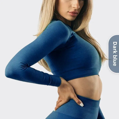 Plus Size Seamless High-Waisted Yoga Suit Long Sleeve Quick Dry Fitness Apparel Women's Promoting Legs Slimming Sportswear