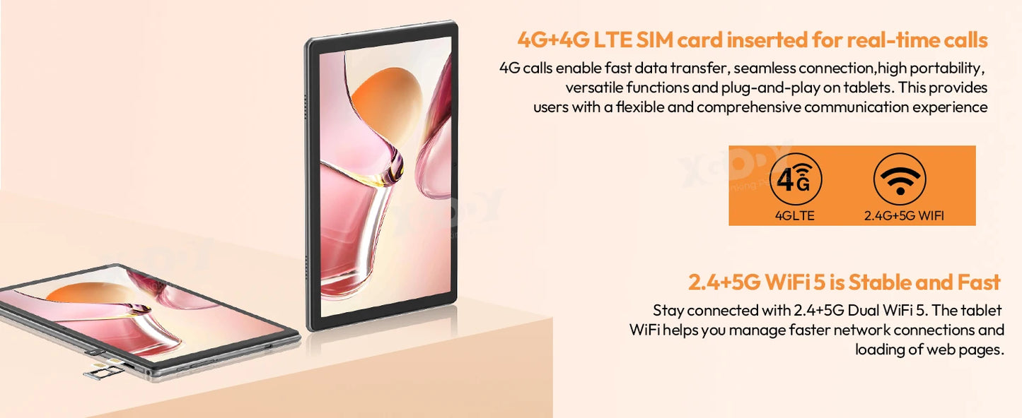 XGODY Newest P60 PRO Tablet Android 15 24GB(8+16)+256GB Octa core Dual SIM 4G LTE Free Keyboard Case/Charger 10.1 inch 8000mah.