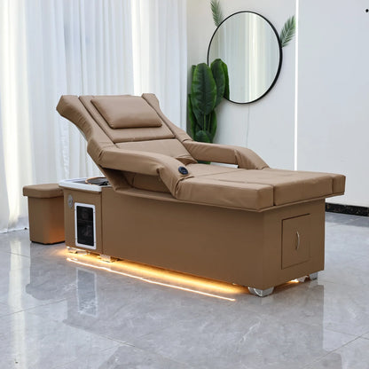 Elektrisches Lift-Shampoo-Bett, All-in-One-SPA-Salonmöbel mit Massage- und Wassercirculation, Waschbecken, Kopfbegasung und Fußbad