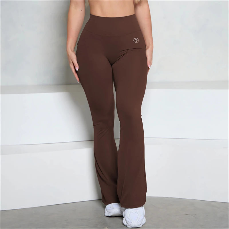 Allure The Brand Pocket Flare Scrunch Butt Pants ATB Women Tight-Fit Sexy Slim High Waist Pants Push Up Fitness Flare Leggings.
