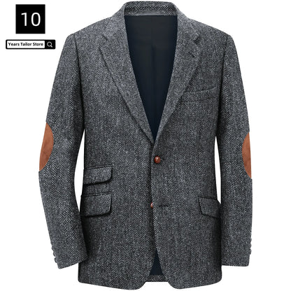 Men's Blazer Herringbone Single Breasted Casual Elegant Man Suit Jackets Coat Men's Stage Clothing Clothing-for-men Male Clothes.