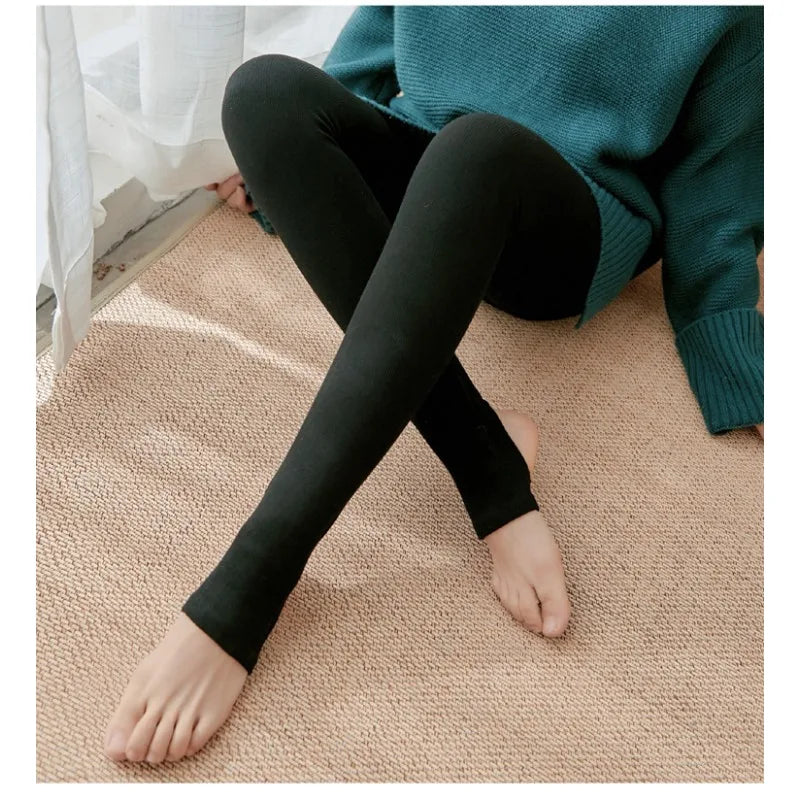 Women's Fall Winter Ribbed Vertical Stripe Thermal Leggings Fleece Thickened  Street Ready Seamless High Waist Thermal Pants.