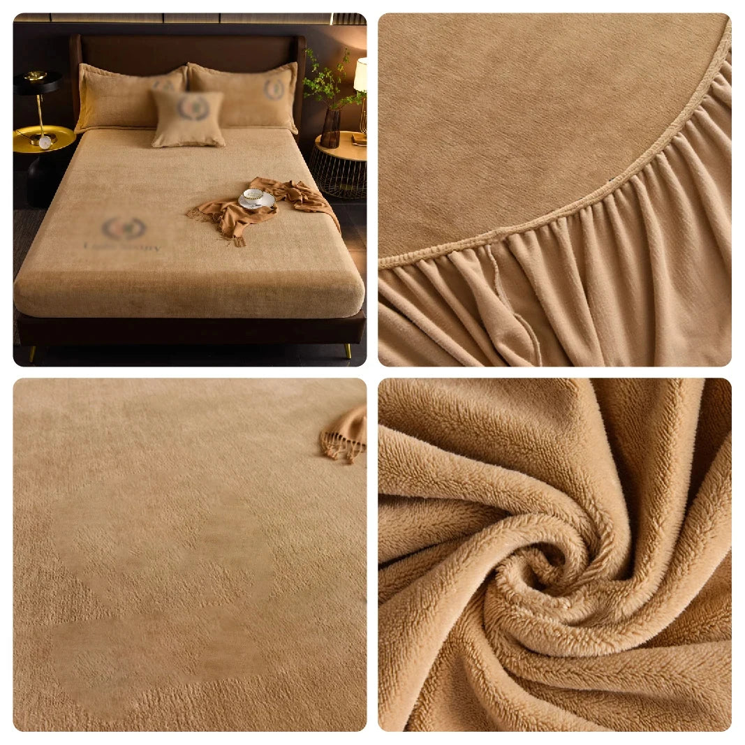 Thickened Velvet Mattress Cover High-quality Solid Color Bedspread Latex Mattress Elastic Soft Mattress Covers 160/180/200x200cm.