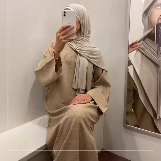 Lockeres, elegantes, reines, langes Kleid im Nahen Osten-Stil für Damen in Übergröße, schlanker Midirock, lässiges, bequemes Maxikleid