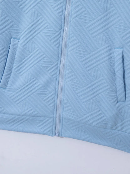 Men's Summer New Style Solid Color Knitted Short Sleeve Cardigan with Long Pants Casual Set Sporty Look from Mainland China.