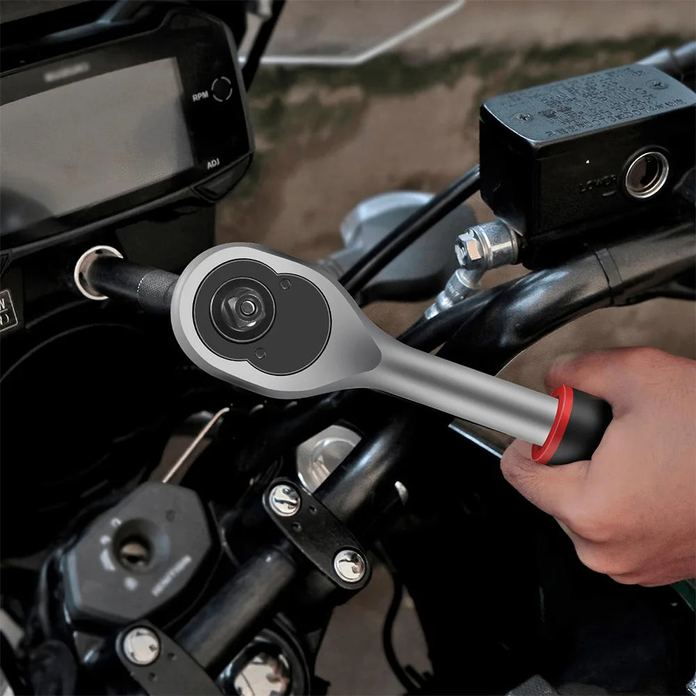 Hikity 53 Stück 1/4-Zoll-Antriebs-Steckschlüssel-Ratschenschlüssel-Werkzeug für die Reparatur von Autoreparaturen, Ratschen-Drehmomentschlüssel, Kombi-Reparaturwerkzeug