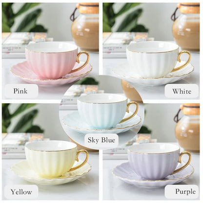 Pink Cute Creative Porcelain Cup And Saucer Ceramics Coffee Cup Simple Tea Sets Modern Design Home Flower Red Tea Cup.