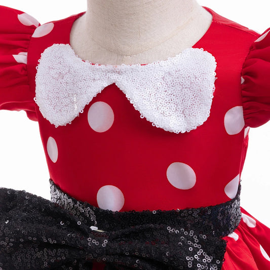 Disney Minnie Mouse Mädchen Polka Dot Schleife Prinzessin Kleid Jungen Kinder Mickey Mouse Halloween Karneval Party Performance Kleidung Anzug