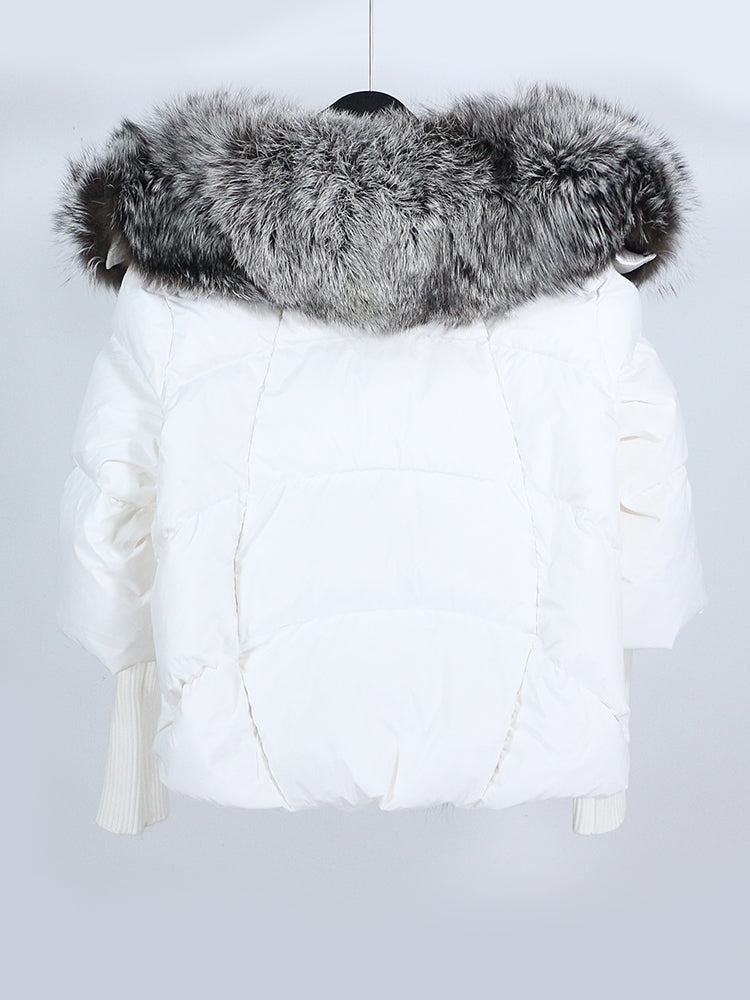 Lose Natürliche Echt Fox Pelz Kragen Mantel Dicke Neue Europäische Mode Weiße Ente Unten Jacke Winter Frauen Warme Luxus Oberbekleidung