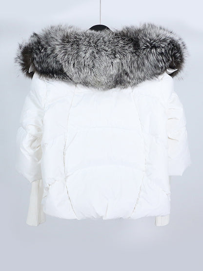 Lose Natürliche Echt Fox Pelz Kragen Mantel Dicke Neue Europäische Mode Weiße Ente Unten Jacke Winter Frauen Warme Luxus Oberbekleidung