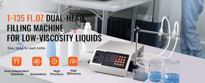 SucceBuy 30-4000ml Liquid Filling Machine Double Nozzle Automatic Bottle Filler with Digital Control for MilkWater Wine Beverage.