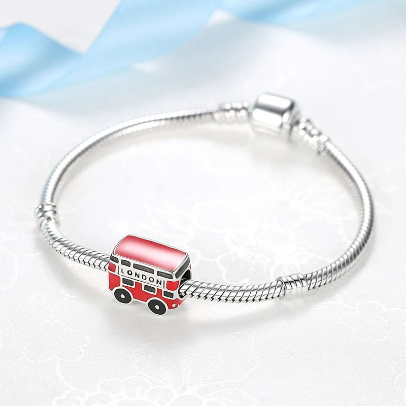 Original 925 Sterling Silver Charms Love Travel London Bus Suitcase Paris Beads Fit Brand Bracelets Necklaces Women DIY Jewelry.