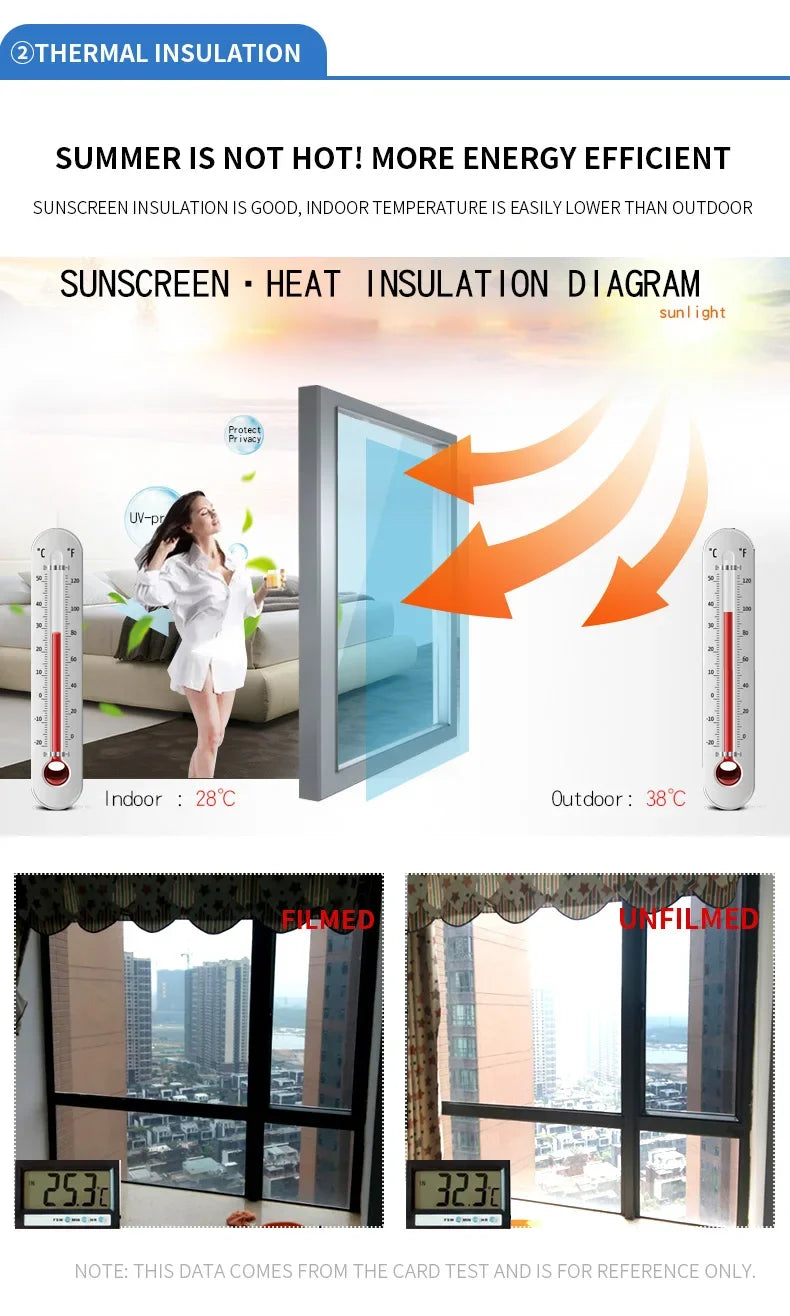 2/3/5M Einweg-Spiegel-Fensterfolie, Vinyl, selbstklebend, reflektierend, Solarfolie, Sichtschutz, Fenstertönung für Zuhause, silberner Glasaufkleber