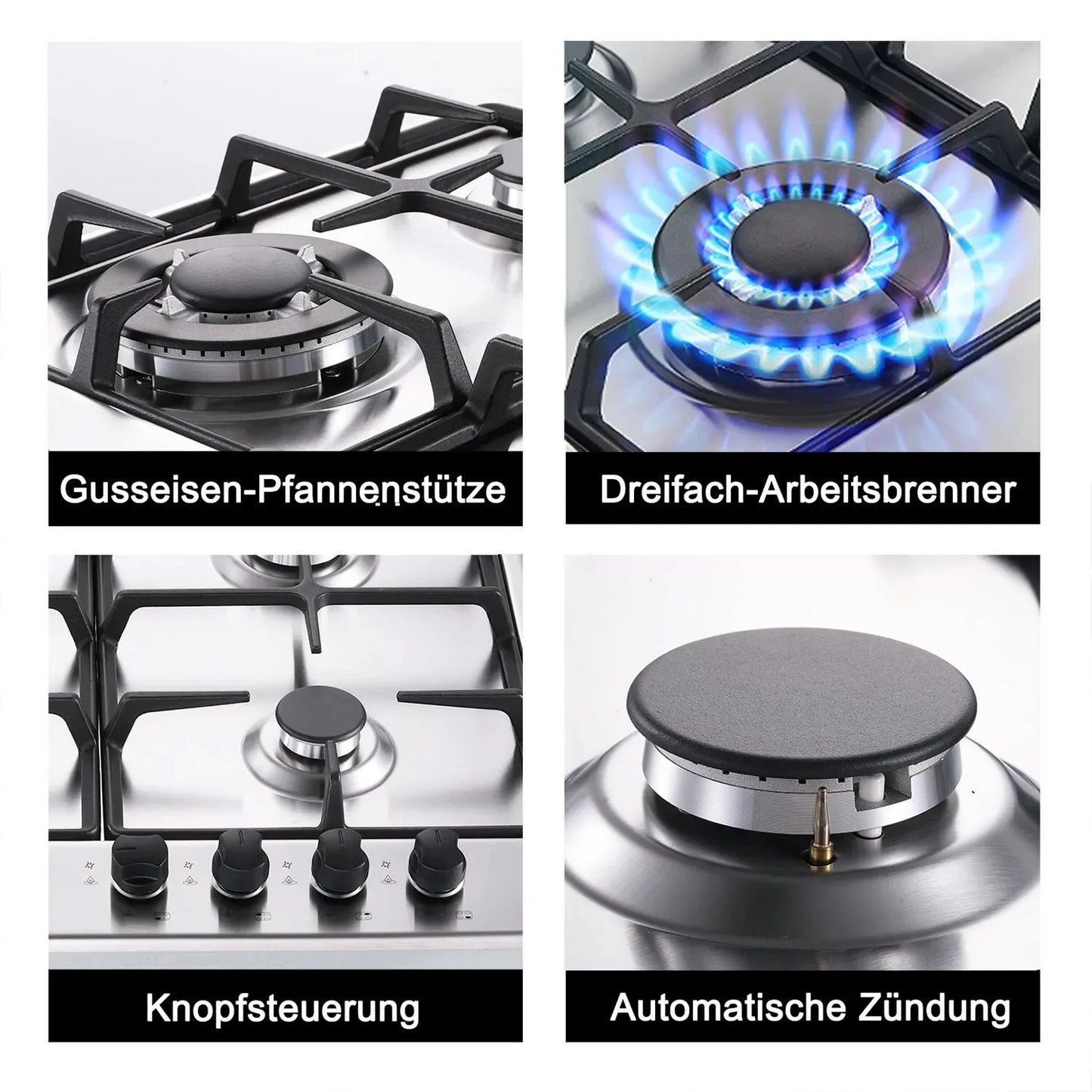 TopStrong 4 Burner Stainless Built-in Stove Natural Gas Propane Gas NG/LPG Gas Hob YYEUGCT-S04.