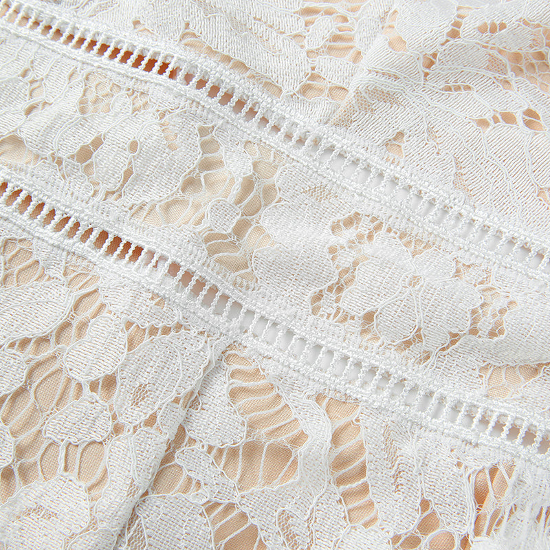 Ladies Elegant Jumpsuit  Spaghetti Straps V-Neck Solid Embroidered Lace Open Back Wide Leg Jumpsuit Long Jumpsuit Black White.