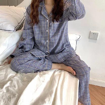 Women's Spring and Autumn Ins Korean Version of Pajamas Loungewear Women's Cardigan Milk Silk Sweet Loungewear Two-Piece Set.