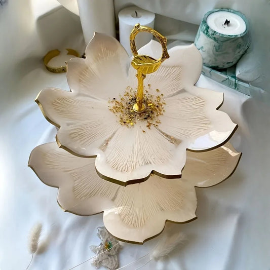 DIY Cake Stand Resin Tray Molds, Epoxy Resin Cake Storage Rack Dish Tray Casting Mold For Making Cupcake Dessert Platter.