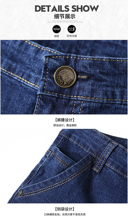 Herren-Jeanshose, große Größe 50, hochelastischer Denim-Stoff, große Hose für 45–150 kg, Jeans, Hombre, weites Bein, Pantalon Homme