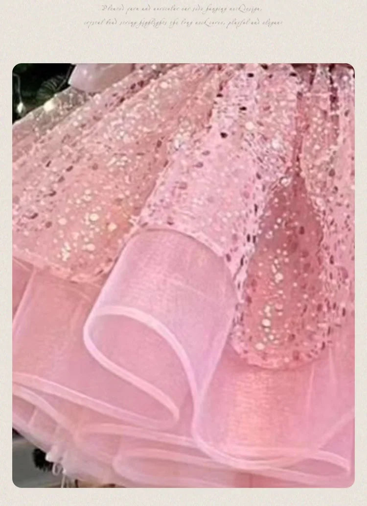 2024 neue Mädchen kleider für formelle Anlässe große Schleife und flauschige Ballett leistung Ballkleid Geburtstags kind Prinzessin Kleid.