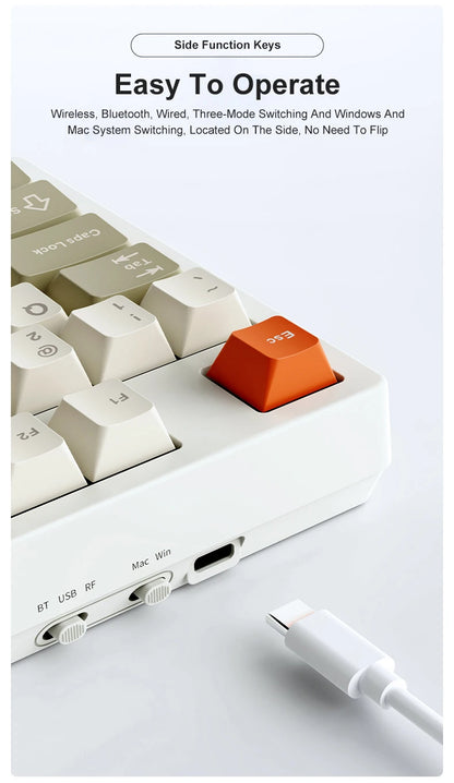 NEW Ajazz AK35I V3 MAX Tri-mode Wired Bluetooth Wireless Gaming Keyboard Gasket Full Key Hot Swap 104 Keys Customized Keyboard.