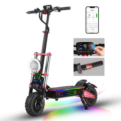 BOYUEDA S5 Electric Scooter 6000W Dual Motor 60V38Ah NFC Activation Scooters Electric 11" Off-Road Tire Bluetooth Connectivity