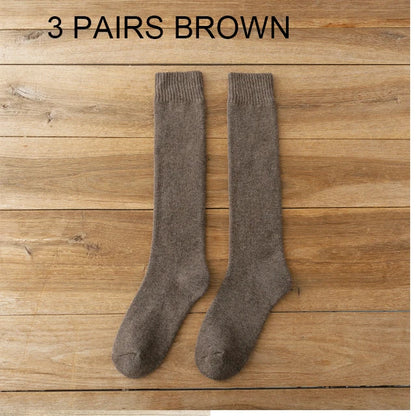 6PCS=3Pairs Men's Winter Compression Stocking Warm Hot Knee High Long Leg Terry Socks Warm Thicken Cover Calf Socks Size 38-44