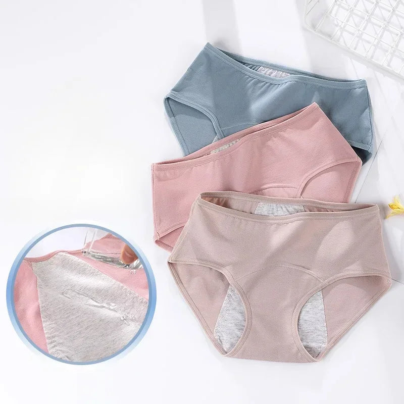L-8XL Plus Size Leak Proof Menstrual Panties for Women Cotton Underwear with Waterproof and Breathable Design for Periods.