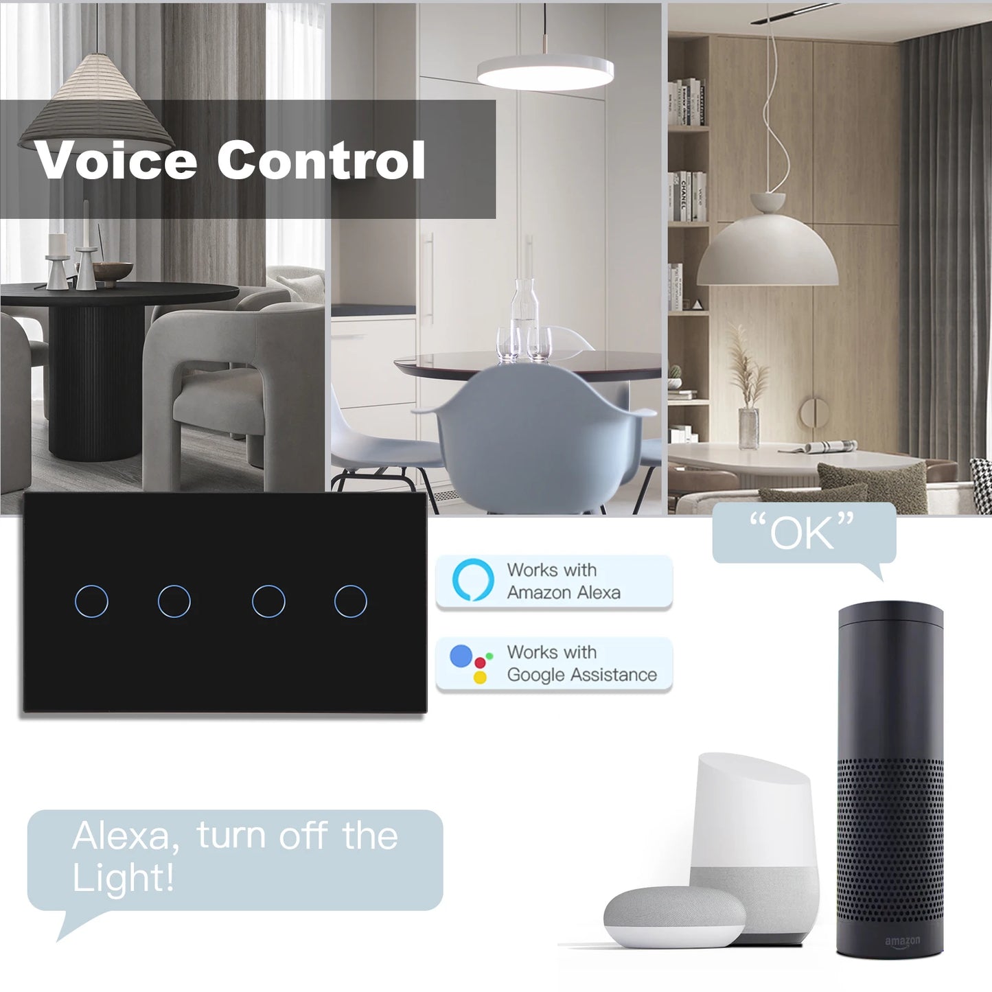 BSEED Wifi 1/2/3Gang Licht Schalter Touch Sensor Glas Schalter Tuya Smart Leben Alexa Control Plus EU Steckdosen Neutral Draht.