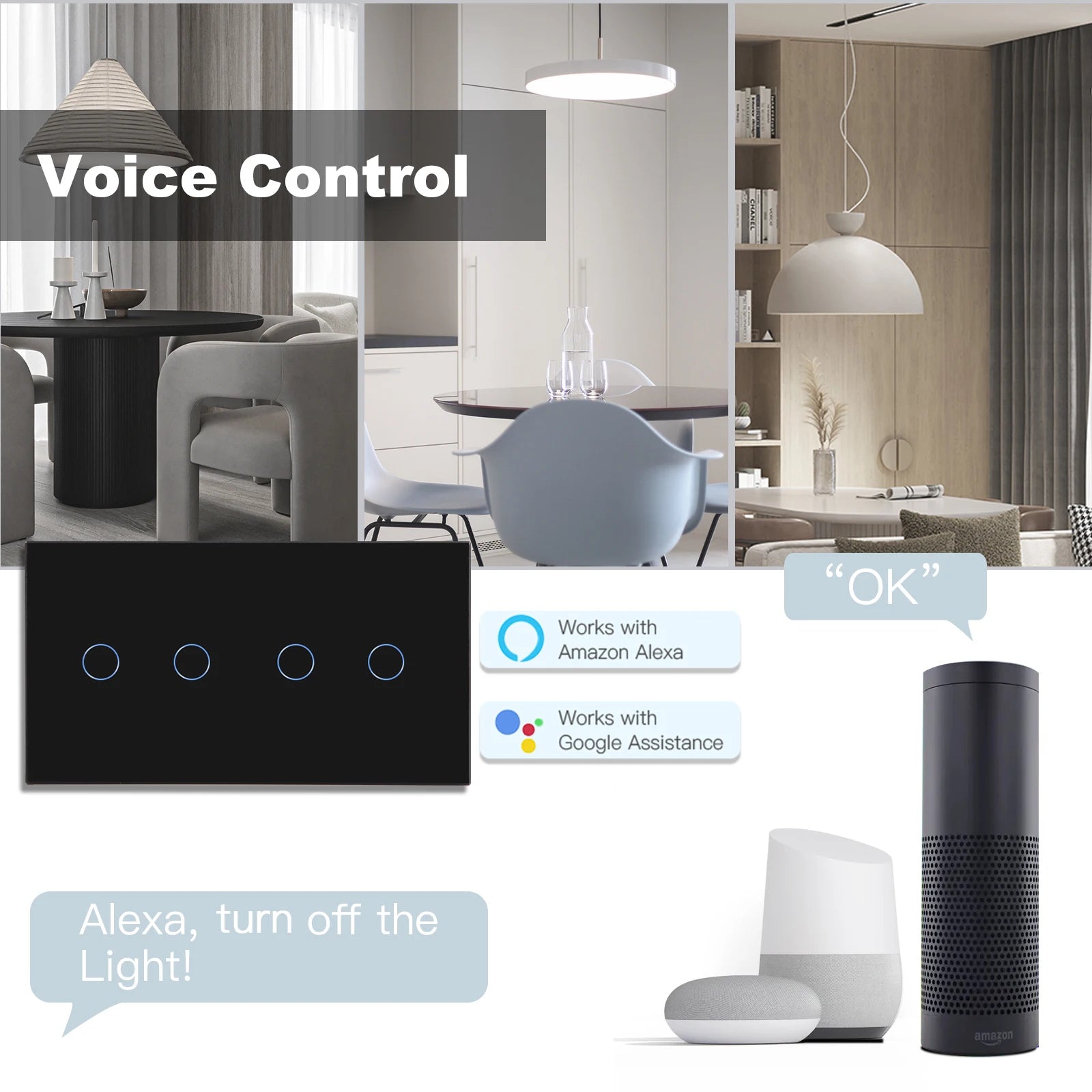 BSEED Wifi 1/2/3Gang Licht Schalter Touch Sensor Glas Schalter Tuya Smart Leben Alexa Control Plus EU Steckdosen Neutral Draht.