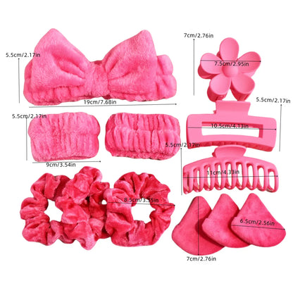 12pcs/set Bow Wash Set for Women Make Up Wash Headband Hair Claws Headwear Hairband Hair Accessories Set.