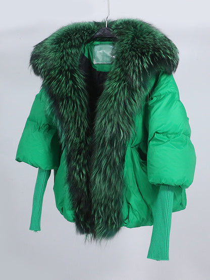 Lose Natürliche Echt Fox Pelz Kragen Mantel Dicke Neue Europäische Mode Weiße Ente Unten Jacke Winter Frauen Warme Luxus Oberbekleidung