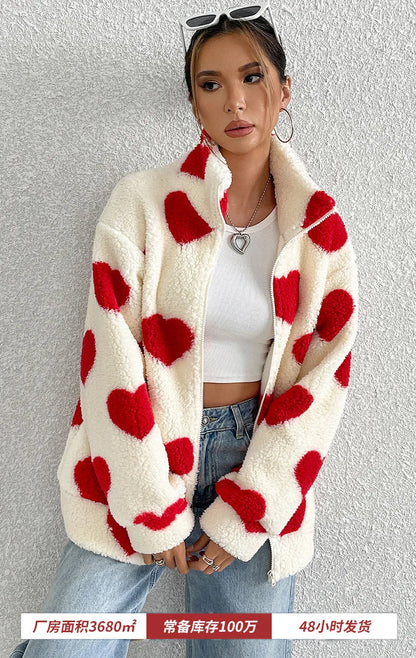 Damen-Fleece-Winterjacke aus warmem Plüsch mit Reißverschluss, lässige Damenbekleidung, Fleecemantel, Winterkleidung für Damen-Oberbekleidung