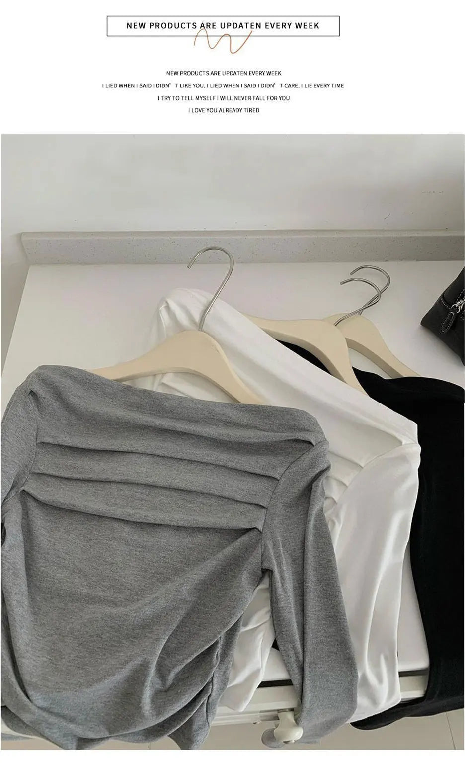JOEVILU Pleated Off Shoulder Crop Tops Women's Slim Fit Long Sleeve T-shirt Korean Fashion Niche Base Shirt Aesthetic Clothes.