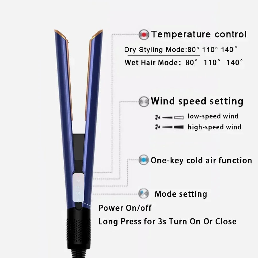 2025 New 2-in-1 Hair Straightener & Dryer Combo - Smartly Controlled Negative Ion Heating Plates, Suitable for Home Hair Styling.