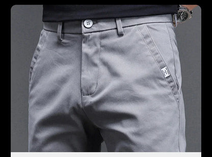2024 Spring Summer Men's Casual Pants 97.8% Cotton Business Korean Fashion Slim Fit Stretch Gray Black Khaki Trousers Male Pant.