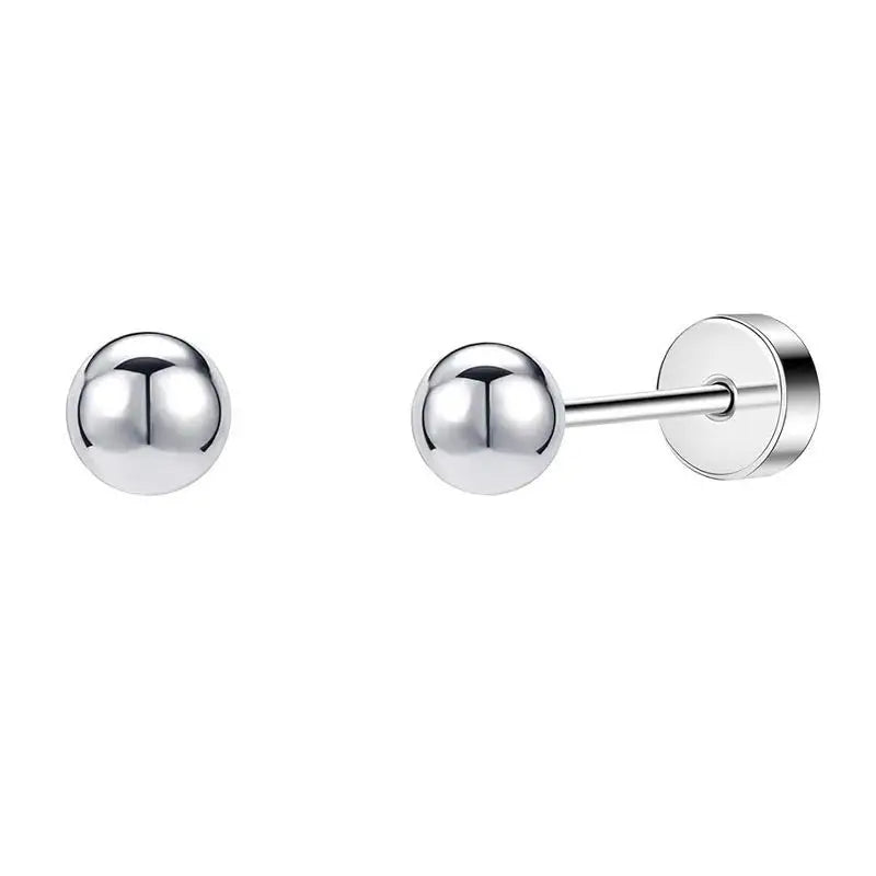 2PCS/Set Stainless Steel Heart Moon Earbone Stud Screw Ball Stud Earrings for Women Fashion Ear Tragus Cartilage Body Piercing