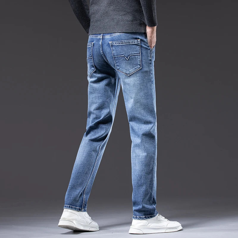 Herbst Winter Neue Business herren Jeans Klassische Mode Stretch Gewaschen Casual Denim Hosen Bequeme Gerade Männliche hosen.