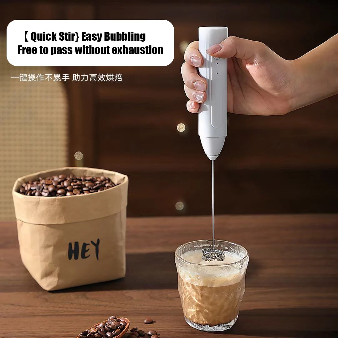 Electric Milk Frother 2 In 1 Rechargeable Blender Stainless Steel 3 Speeds Coffee Mixer Egg Beater Handheld Foam Maker Tools.