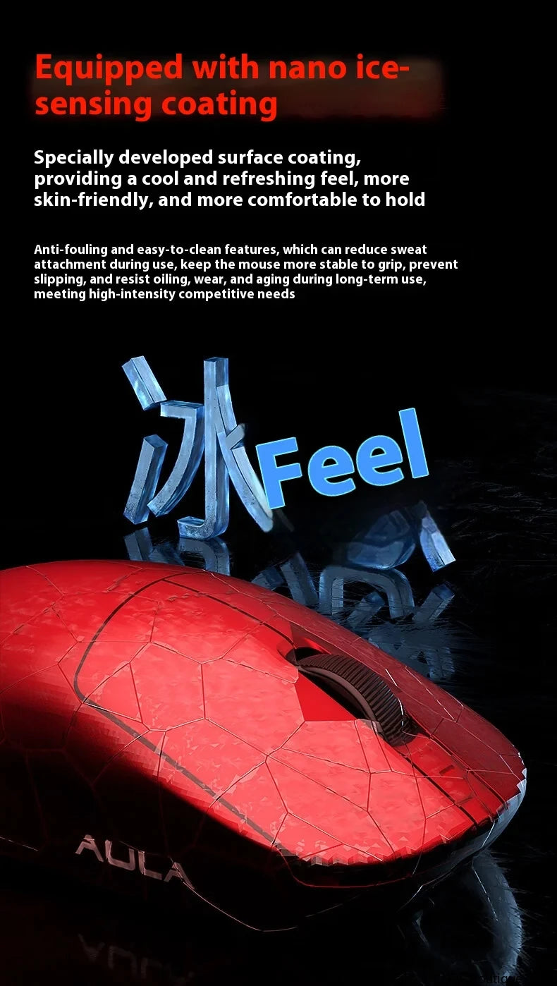 New Aula V9 Ultra Wireless E-sports Gaming Mouse Double 8k 3mode PAW 3950 8k 55g Lightweight Ergonomic Mouse Custom PC Accessory.