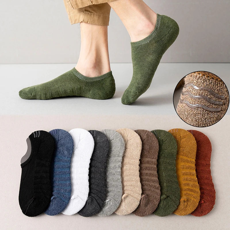 5 Pairs Men Short Socks Cotton High Quality Crew Ankle Casual Soft Low-Cut Non-Slip Breathable Summer Autumn 2022 Sock for Male.
