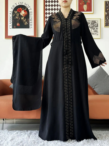 New Women Elegant Dress Chiffon Open Abaya with Zipper Muslim Women Dress Islamic Clothing Cardigan Abaya Women Muslim Dress.