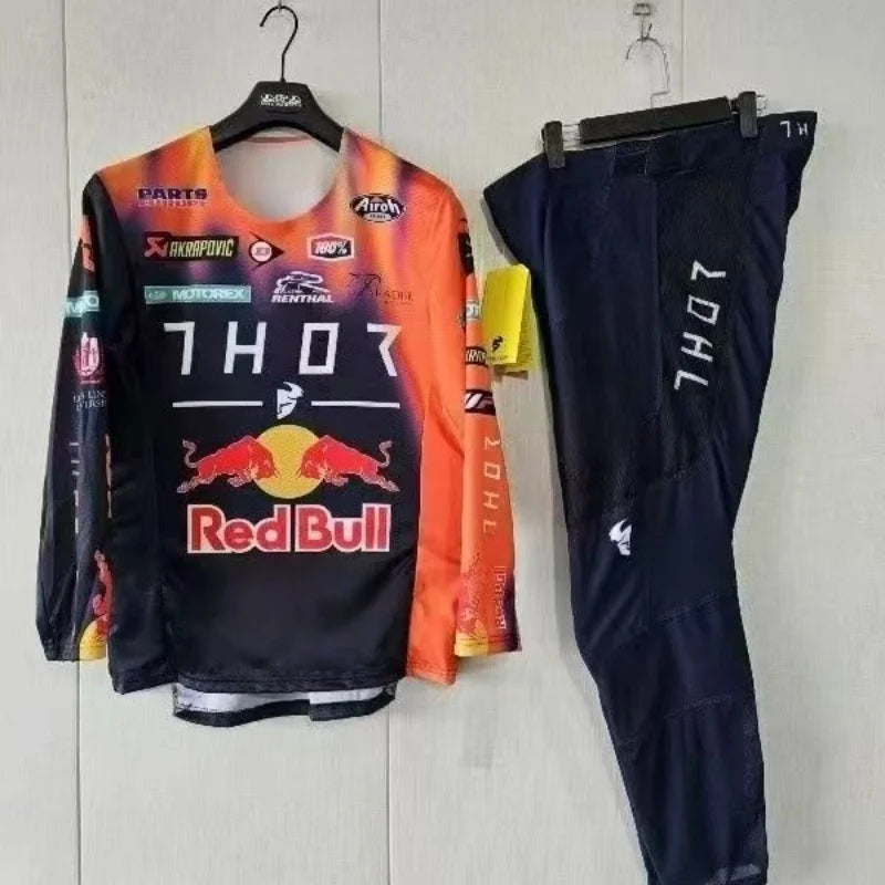 Red Bull collaboration Thor motorcycle racing bike riding suit F1 set men's and women's cycling competition suit.